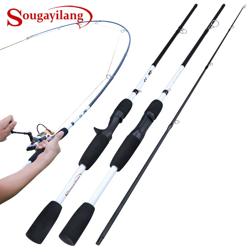Sougayilang 2 Sections Carbon Fiber Spinning/Casting Fishing Rod Ultralight Weight Fishing Pole Travel Rod Fishing Tackle Pesca