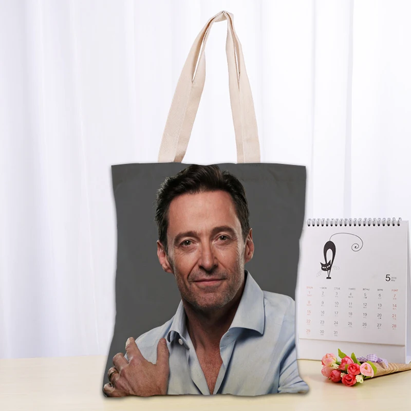 

Custom Hugh Jackman Tote Bag Women Canvas Fabric Bags Eco Reusable Shopping Bags Traveling Beach Casual Useful Shoulder Bag