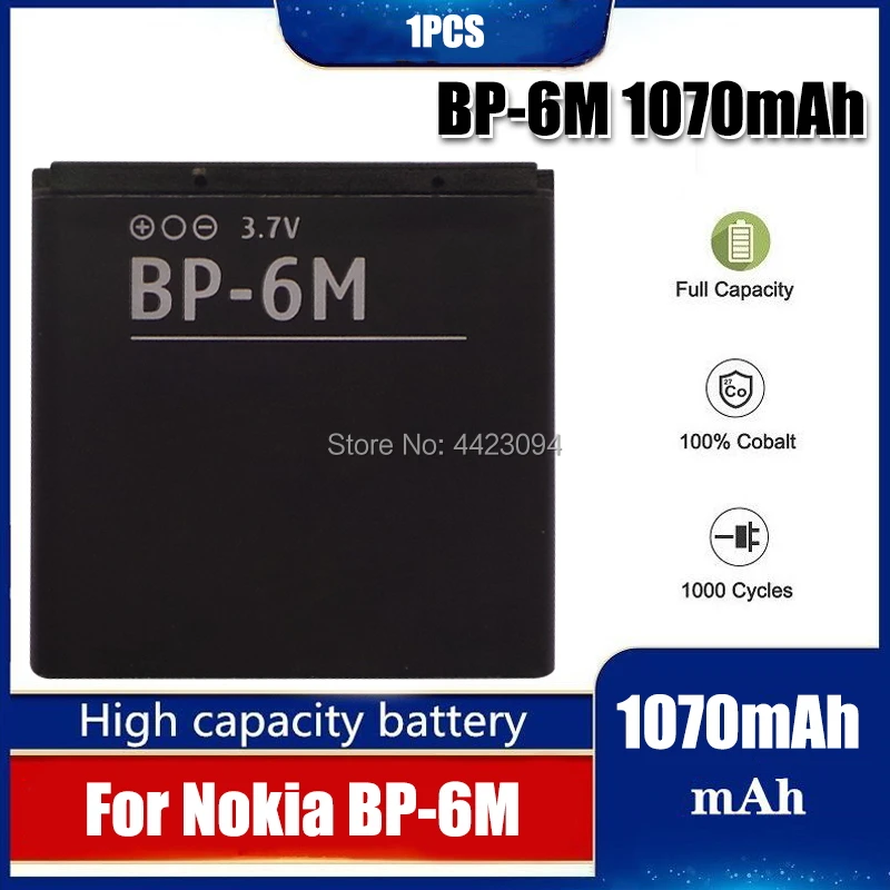 1Pc 1070Mah Li-Ion Batteria Di Ricambio Bp-6M Bp6M Bp 6M Batterie Del Telefono Per Nokia 6233 6280 6288 9300 N73 N77 N93 N93S