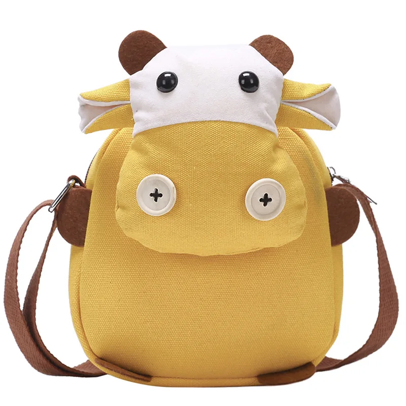 

Ougger Little Women's Shoulder Bags Crossbody Bags Summer Yellow Canvas Cute Popular Fashion Cartoon Bags with Zipper