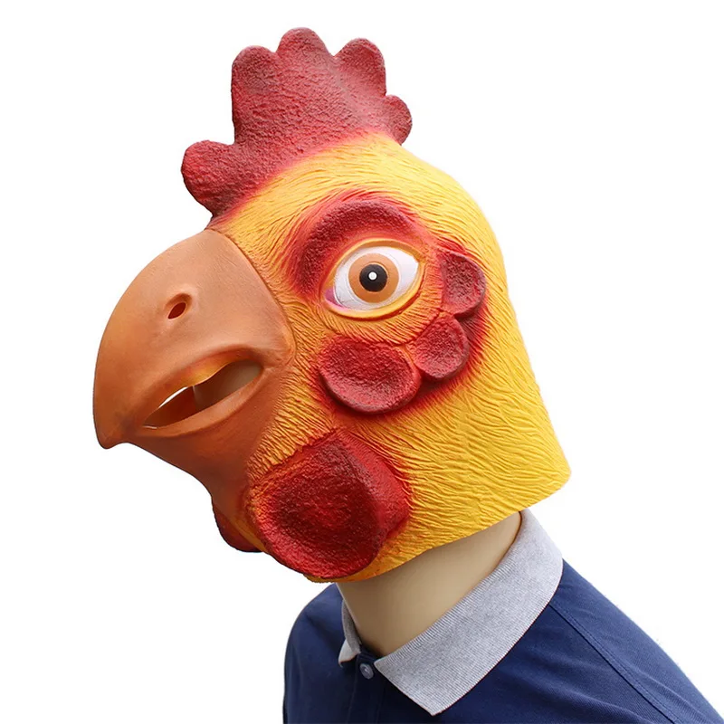Funny Halloween Cosplay Mask Birthday Party Prom props animal head cover Chicken Rooster Latex Dress Party Masks