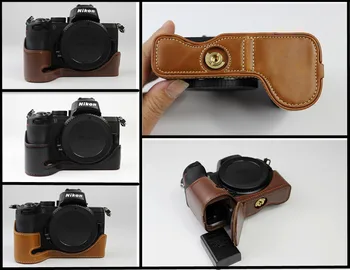 

Pu Leather Camera Case Half Bag For Nikon z50 Camera Video Half Bag Professional bottom cover protector holder with Battery Open