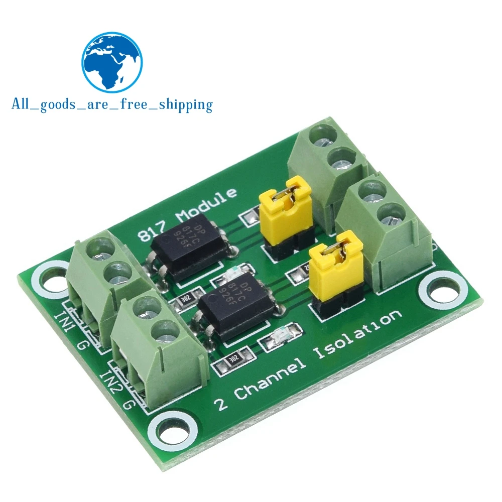 

PC817 2 Channel Optocoupler Isolation Board Voltage Converter Adapter Module 3.6-30V Driver Photoelectric Isolated Module