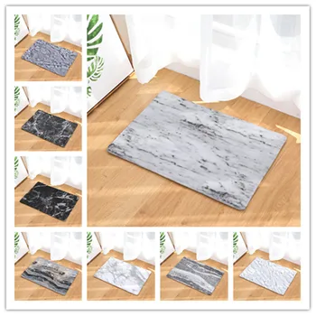 

Home Decoration Thermal Transfer Flannel Mat Granite Pattern Digital Foot Pad Kitchen Water Absorbing Anti-skid Mat Floor Mat