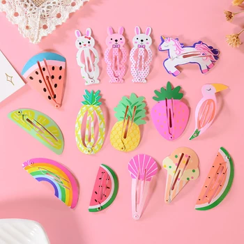 

NEW Kids Hair Accessories Headwear 3Pcs/Set Flamingo Pineapple Fruit Hairpins Cartoon Mermaid Horse Rainbow Hair Clip for Girl