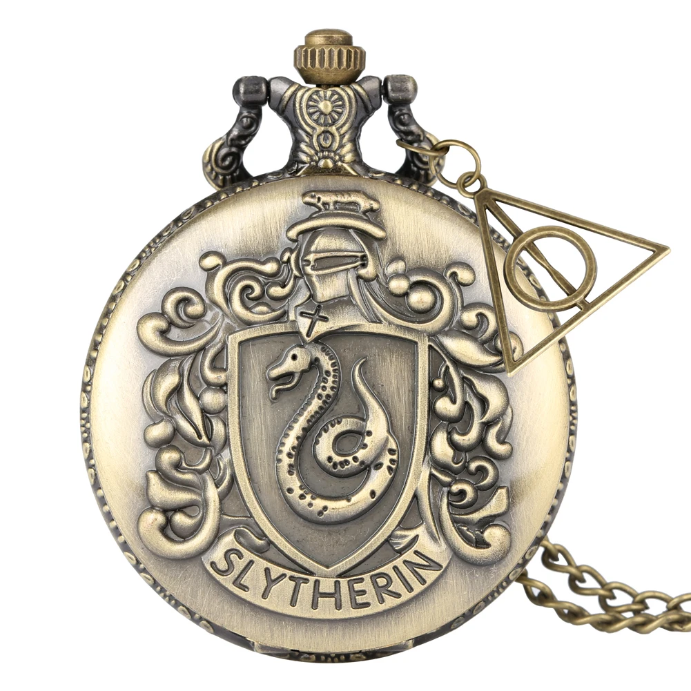 Карманные часы Slytherin для колледжа Гарри Хогвартс аналоговые в виде кулона женщин