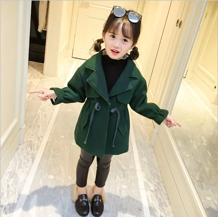 

Child Overcoat 2018 Autumn & Winter New Style Korean-style Solid Color Mid-length Children Coat
