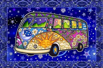 

Hippie Bus Peace Van Tapestry by Dan Morris