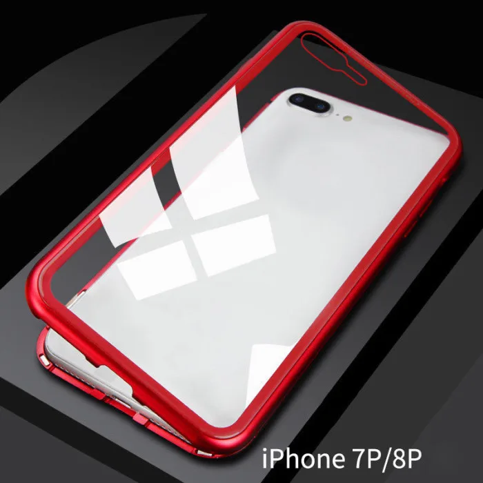 Чехол для телефона Apple iPhone X/8 Plus/8/7 Plus/7 Магнитная адсорбционная Металлическая задняя крышка из закаленного стекла PUO88