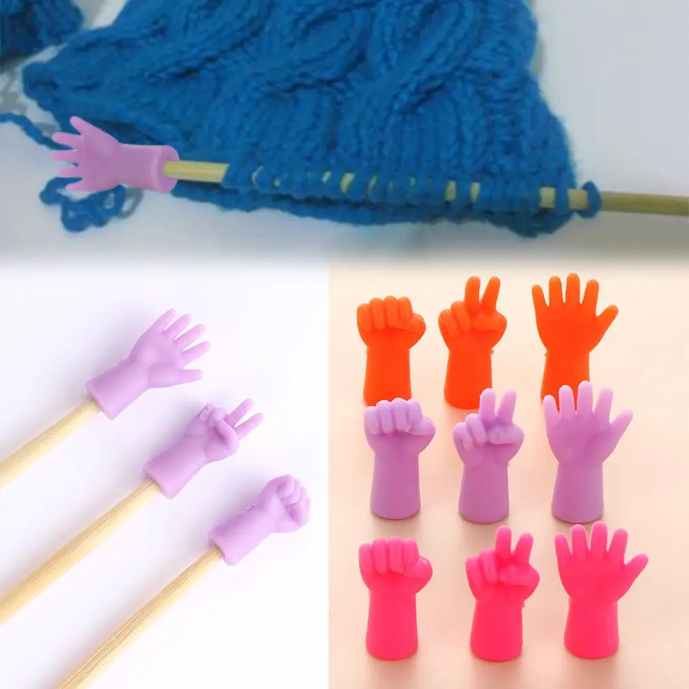Stopper 6Pcs Rubber Gesture Mixed Shaped Non-slip DIY Weave Sewing Tools Needle Tip Knitting Needles Stitch Protectors sewing tools weaving tools