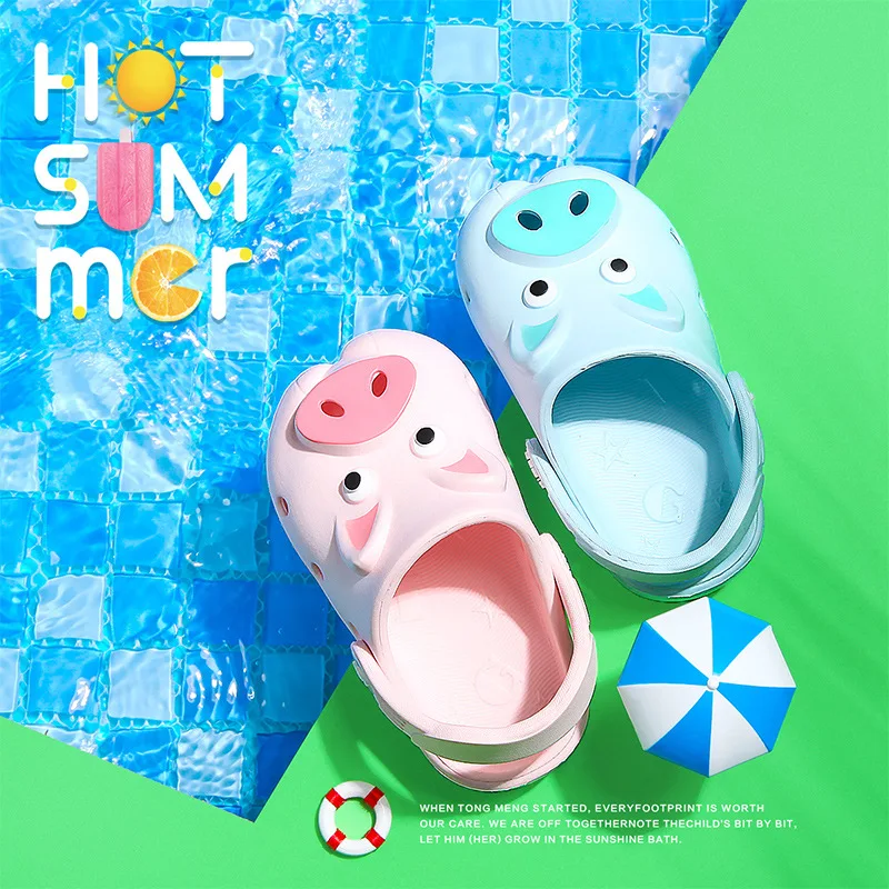 LOOZYKIT Kids Garden Slippers Children Sandals Summer Baby Boys Girls Cute Cartoon Pig Beach Sandals Soft Breathable Shoes