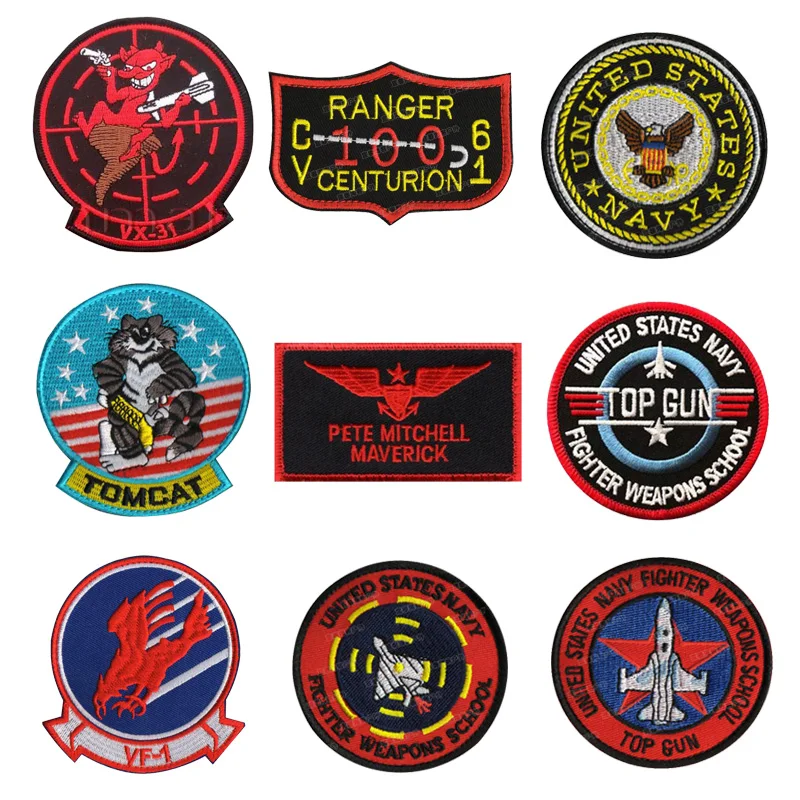 

1PC 3D Embroidery VF-1/TOP GUN Aviation Pilot Eagle Patch Army Armor Morale Chapter Patch Badge Clothes Jacket Icon