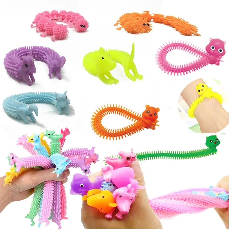 

5pcs Novelty Gags & Practical Joke Toys Funny leech Toy Cute Animal Antistress Squeeze Mochi Random Color