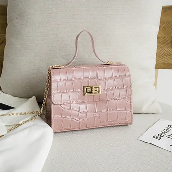 

Women Crocodile Pattern Handbags Mini Square Chain Crossbody Messenger Shoulder Bag Lock Small Square Bag Dropship Wholesale