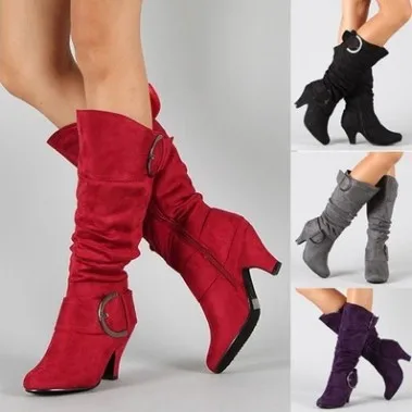 

Button Zipper Women Cowboy Boots Round Toe Ankle Gothic Long Boots High Increased Internal Winter Shoes