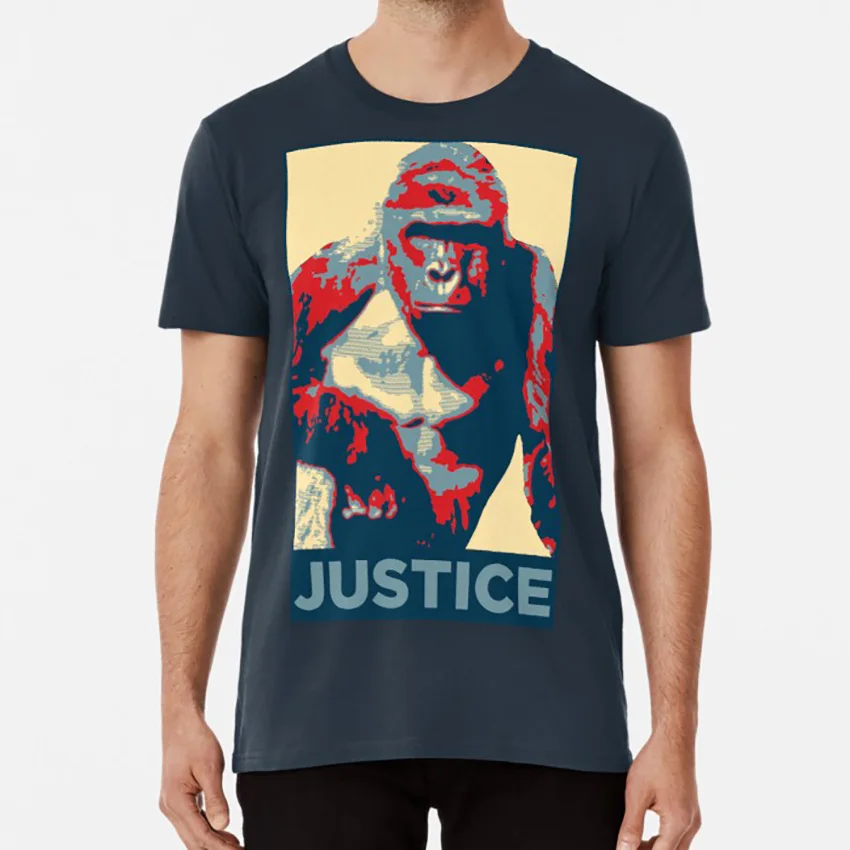 Harambe: футболка с надписью Justice harambe rip justice shepard fairey obama hope вдохновляющая политика