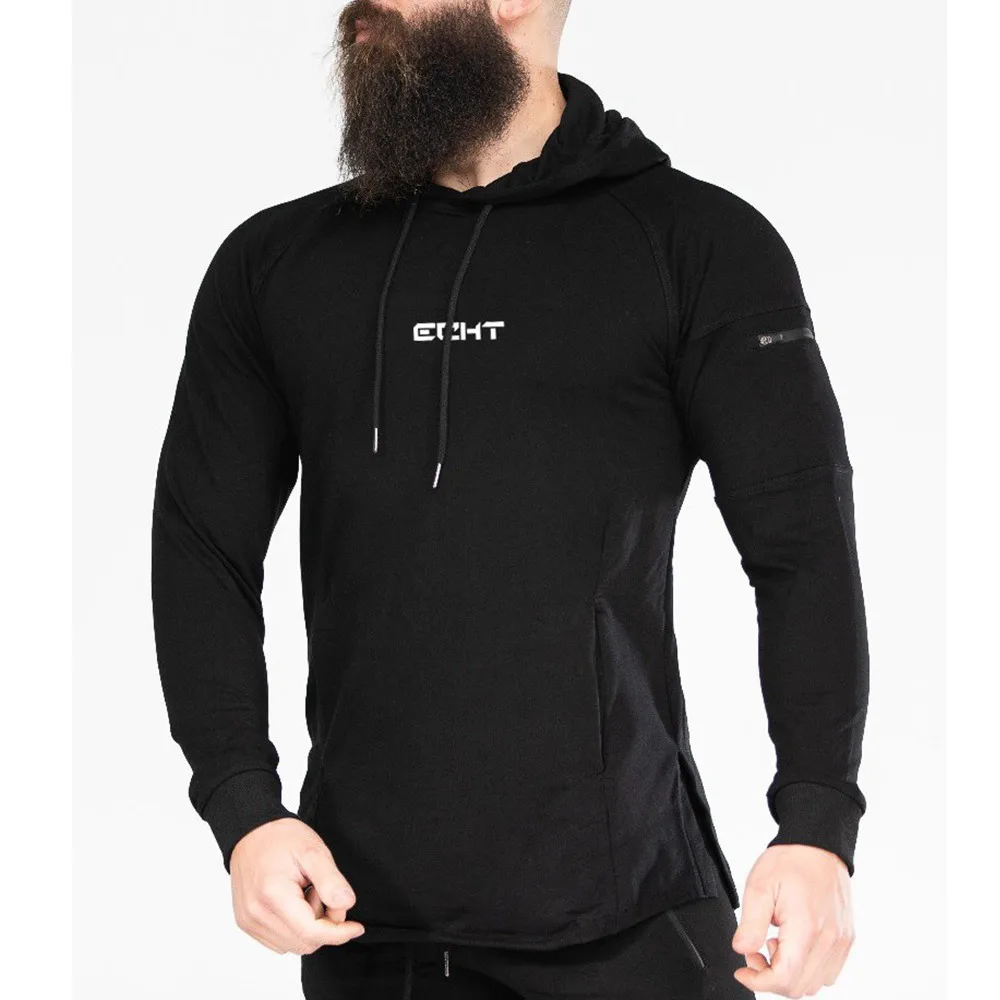 

Casual Sporty Hoodies Men Cotton Sweatshirt Gyms Fitness Workout Sportswear Autumn Male Slim Hooded Pullover Tops Brand Clothing