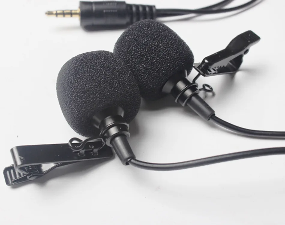 1.5m Long Universal Portable 3.5mm Mini Headset Microphone Double Lapel Lavalier Clip Microphone for Lecture Teaching Studio Mic