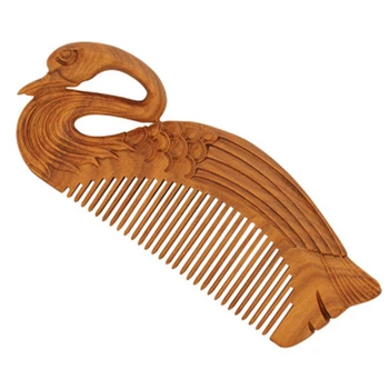 

Boutique Swan Natural Green Sandalwood Comb All Fine Tooth No-Static Head Massage Hair Brush Health Care for Hair and Head
