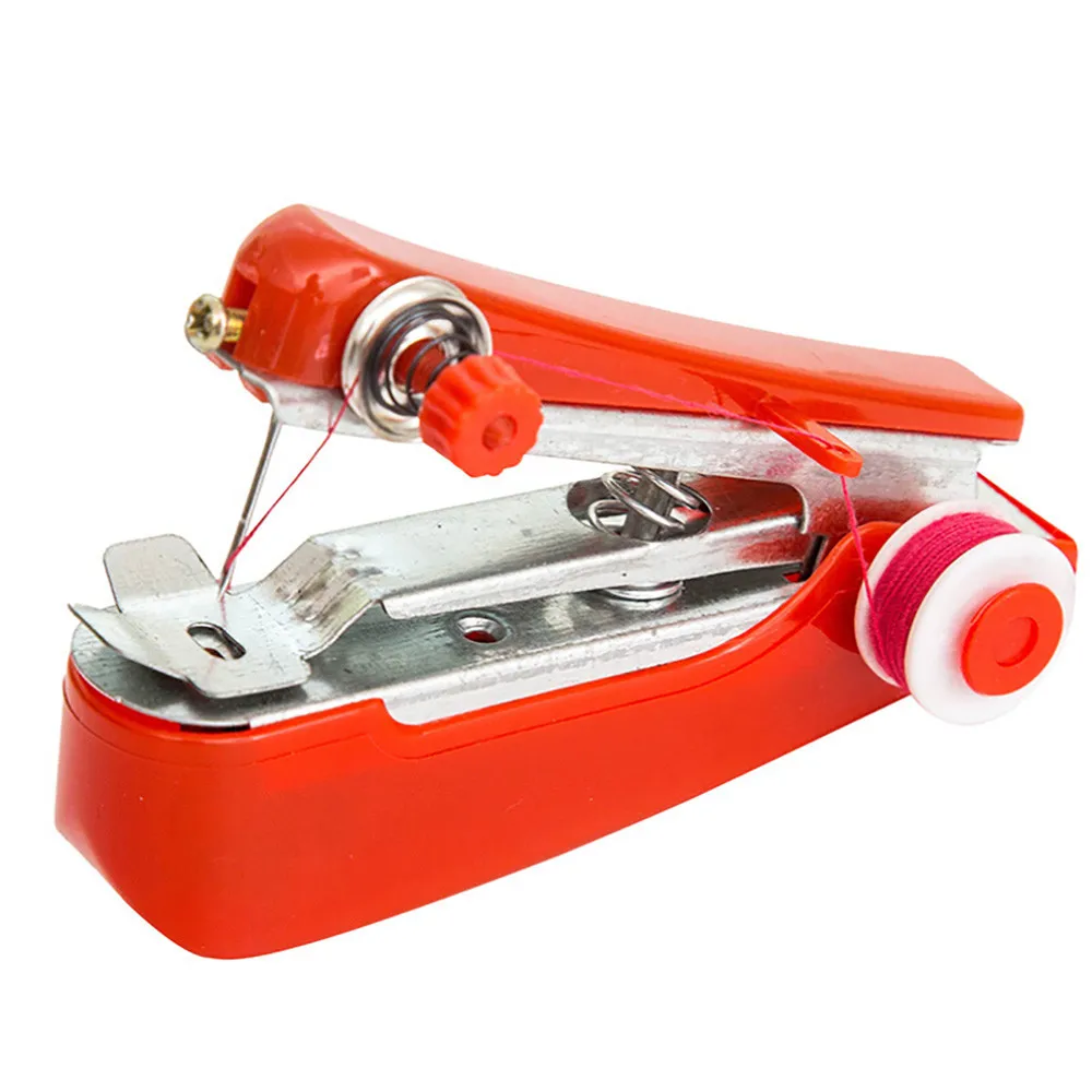 1PC Mini Machine Sewing Portable Needlework Cordless Mini Hand-Held Clothes Fabrics Sewing Machine Sewing Tools 11x7cm NEW