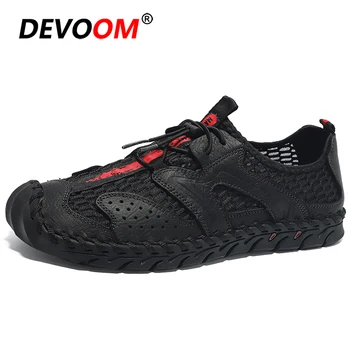 

Summer Outdoor Men Hiking Shoes Leather Breathable Mesh Sneakers Men Anti-Slip Climbing Sport Trekking Shoes Hiking Sandals Men