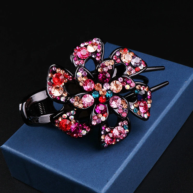 black hair clips Korean Rhinestone Hairpin Women Hair Clips Female Elegant Duckbill Clip Hair Claws Hairgrip Fashion Hair Accessories Headwear head accessories female