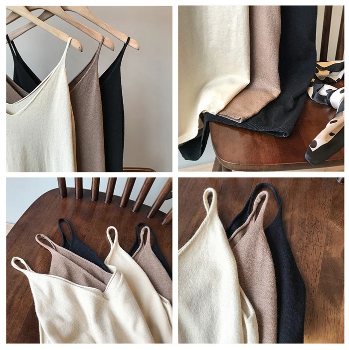 Spring Woman Knitted Tank Tops Casual Clothes Long Camisole Vest Loose Women Home Tank Basic Tops