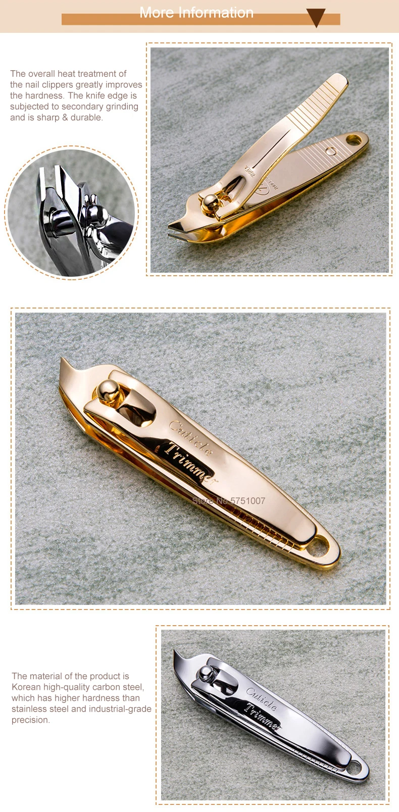 Description Picture 5 of itemTHREE SEVEN 1Pc Callus Shavers Nail Clippers Trimmers 14K Gold-plated H-Carbon Steel Pedicure Care Professional Nail Tools