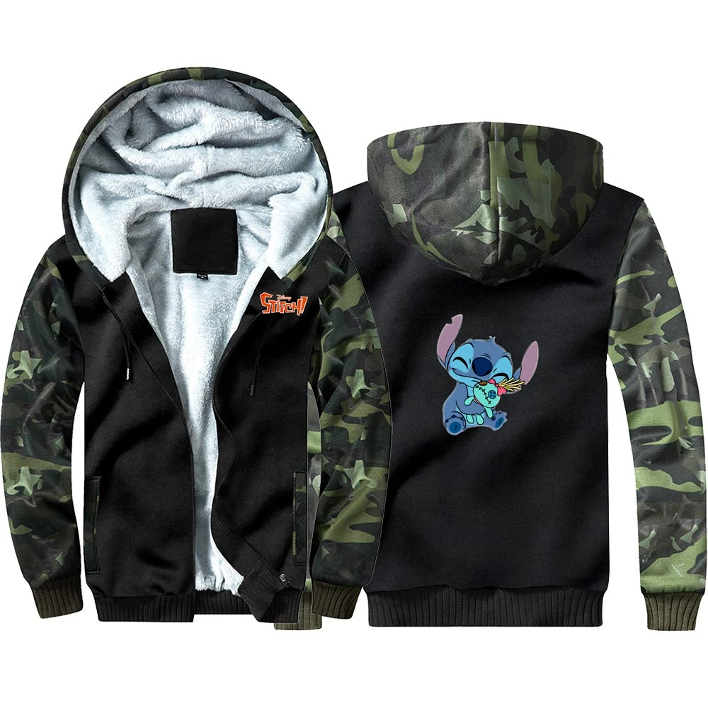 02 New Anime Lilo Stitch Hoodie Sweatshirts Winter Thicken Hooded Coat Cosplay Warm Men Clothing - Цвет: 02