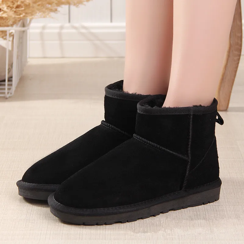 Big Size 35-45 Australia Original Brand Women Snow Boots Warm Short Boys Men Boots Winter Shoes Men Ankle Boots Waterproof Kids - Цвет: Черный