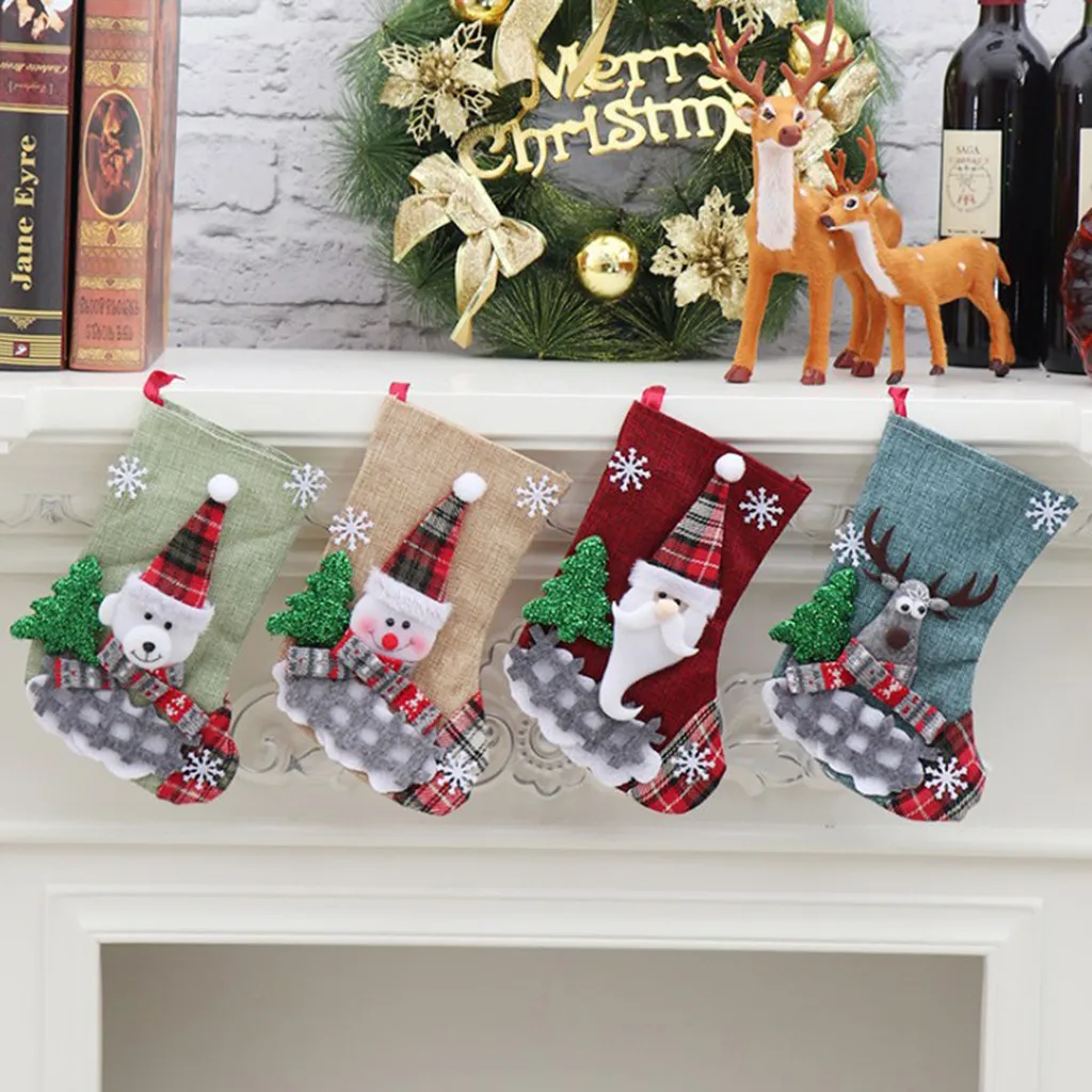 Christmas goods Candy Gift Bag Decoration Props Santa Claus Reindeer Snowman Socks Snowflake Decor Tree Hanging Ornaments F920 | Дом и сад