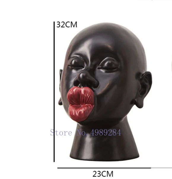 Креативная Скандинавская смола черный человек красные губы абстрактный характер скульптура ремесла украшения современные украшения дома статуэтки