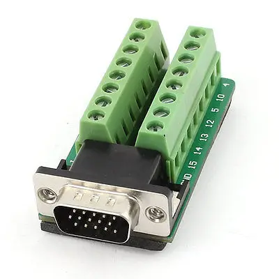 

D-SUB DB15 VGA Male 3Row 15Pin Plug to Terminal Breakout Board Connectors