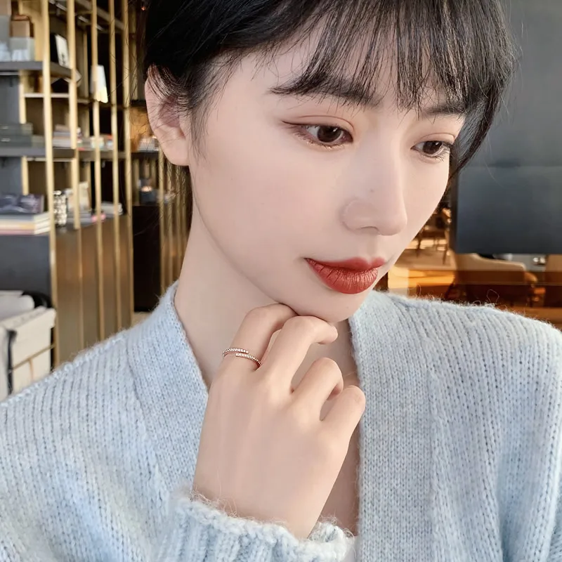 Minimalist Geometric Rose Gold Open Rings For Woman Korean Fashion Jewelry New Gothic Accessories Student Girl’s Simple Ring Set