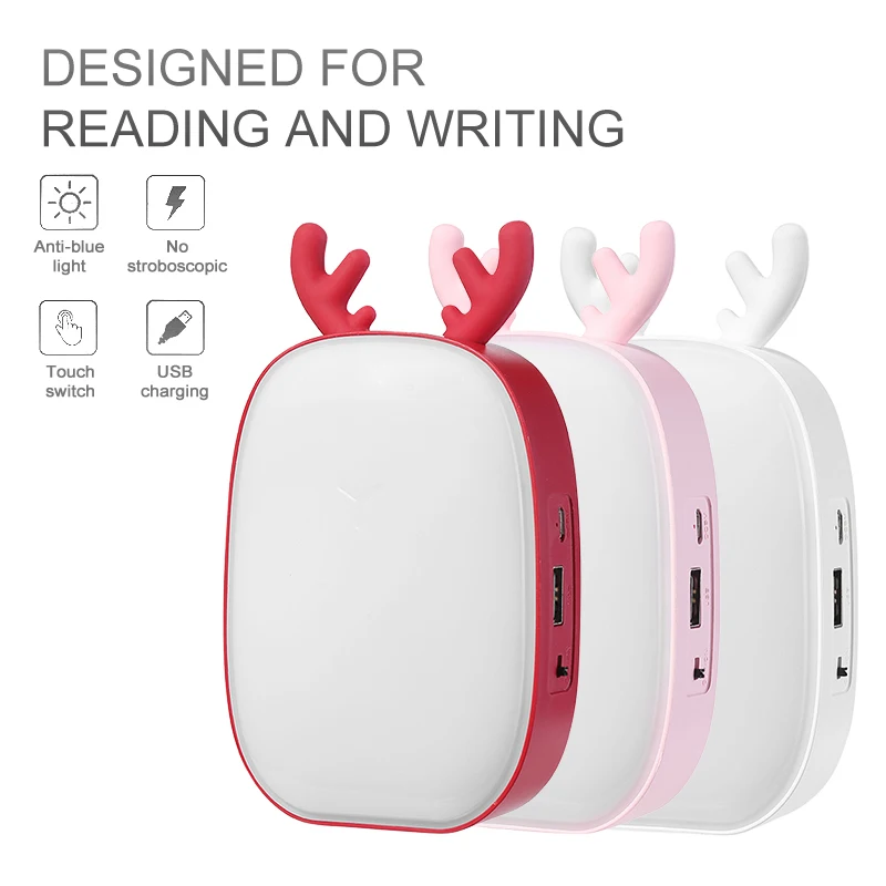 

2 In1 Rechargeable Cute Deer Small Table Lamp And Power Bank Home Outdoor Portable Night Light Led Kids Gift Reading LED Light
