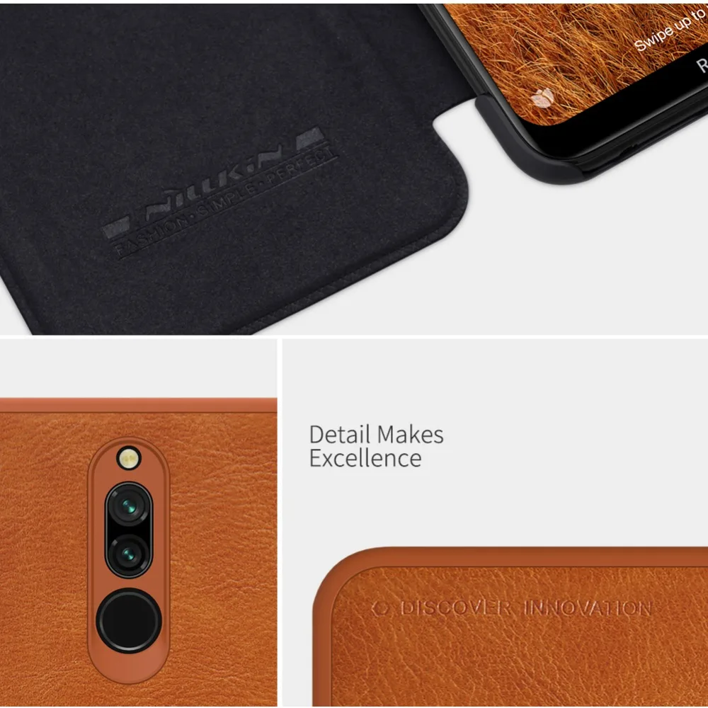 Для Xiaomi Redmi 8 чехол Nillkin Qin Флип кожаный чехол Роскошный деловой Мягкий сенсорный тонкий задний Чехол для Xiaomi Redmi 8 чехол для телефона