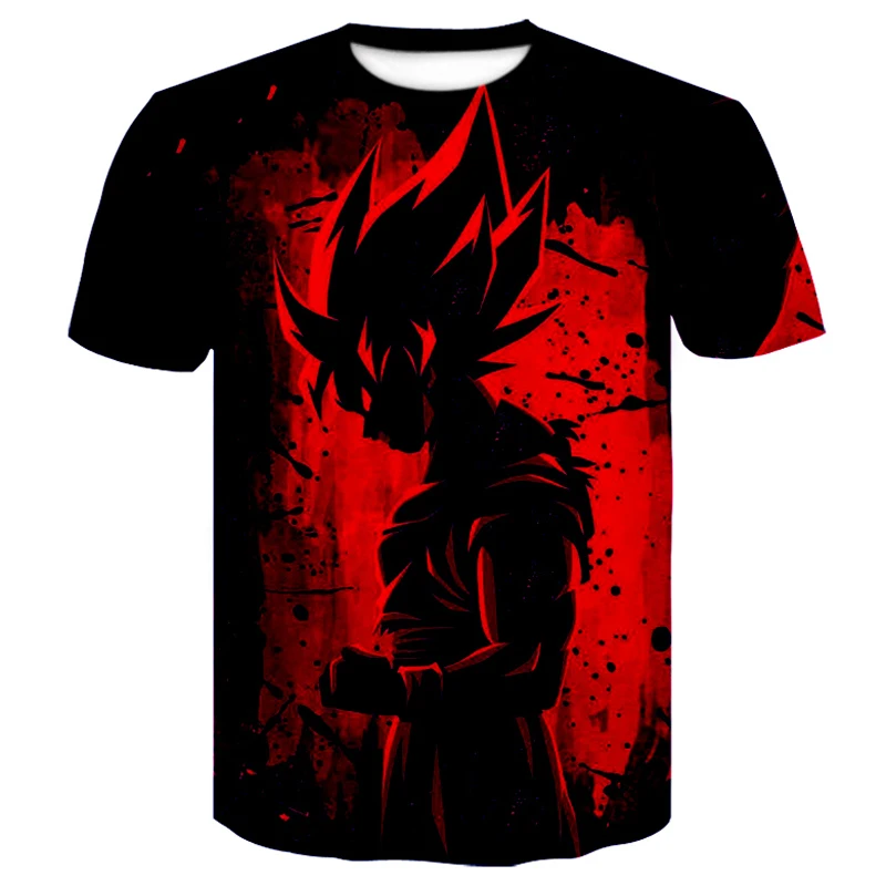 Аниме Dragon Ball Z Super Saiyan 3D футболка Гоку летние модные футболки для мужчин/мальчиков Забавный принт мультфильм футболка плюс размер XS-XXL