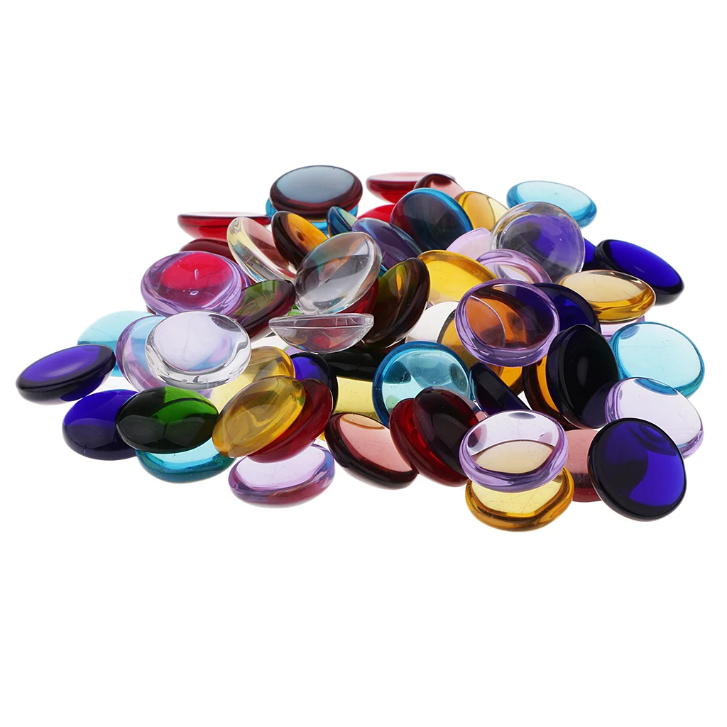 100g Clear Colorful Round Glass Mosaic Tiles for Art Crafts Material 15mm
