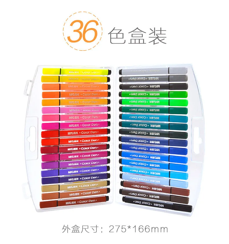 36colors M&G Треугольники воды Цвет ручка 12/18/24/36/48 Цвет граффити ручка арт маркер, рисунок Цвет эскиз Цвет ручка TCP92130 - Цвет: 36colors