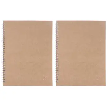 

2pcs Vintage Practical Retro Simple Kraft Paper Spiral Notebooks Notepad Jotter Diary for School Office Students