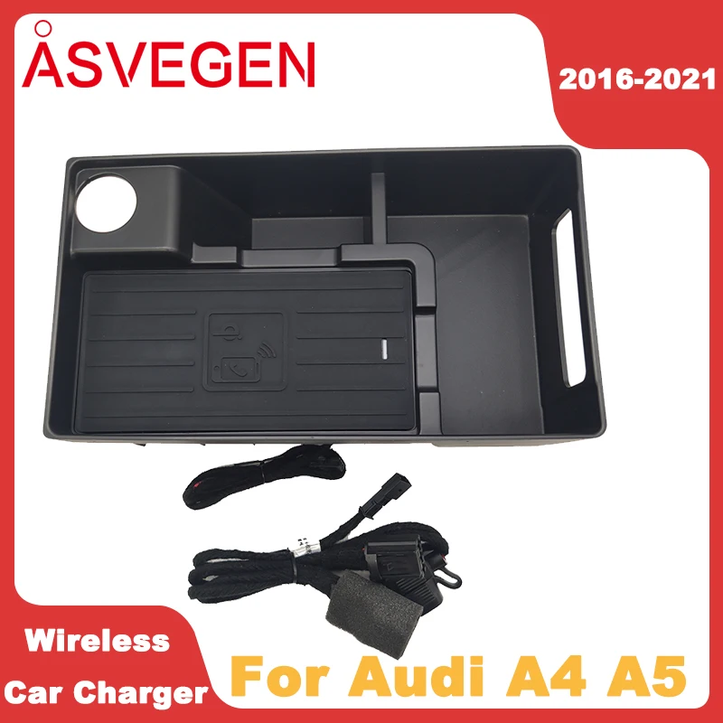 

Автомобильная Беспроводная зарядка для Audi A4 A5 2016-2021, обновленная коробка с дизайном для хранения, зарядное устройство