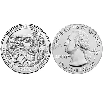 

American Park Coin 34th Roosevelt Park 25 cents 2016 100% Real Original Collection Coins Unc Genuine Coin
