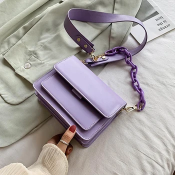 

SWDF Chain Design New Mini PU Leather Flap Bags For Women 2020 Summer Lady Shoulder Handbag Female Fashion Cross Body Bag