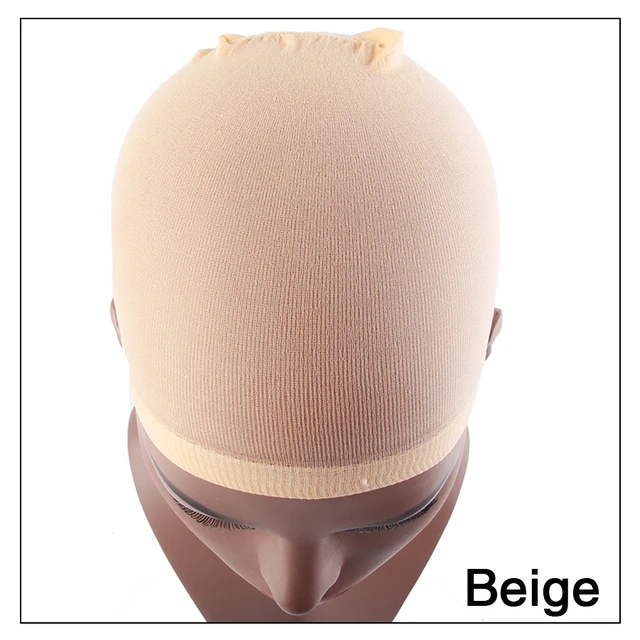 Alileader 2Pcs High Quality Wig Cap Brown Stocking Cap To Christmas Cosplay Wig Caps Stocking Elastic Liner Mesh For Making Wigs beige