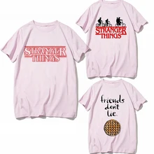 Забавная футболка для женщин, футболка с принтом «странные вещи», летняя футболка с рисунком аниме «вверх дном», одиннадцать футболок, футболка с коротким рукавом для мужчин и женщин, розовая футболка