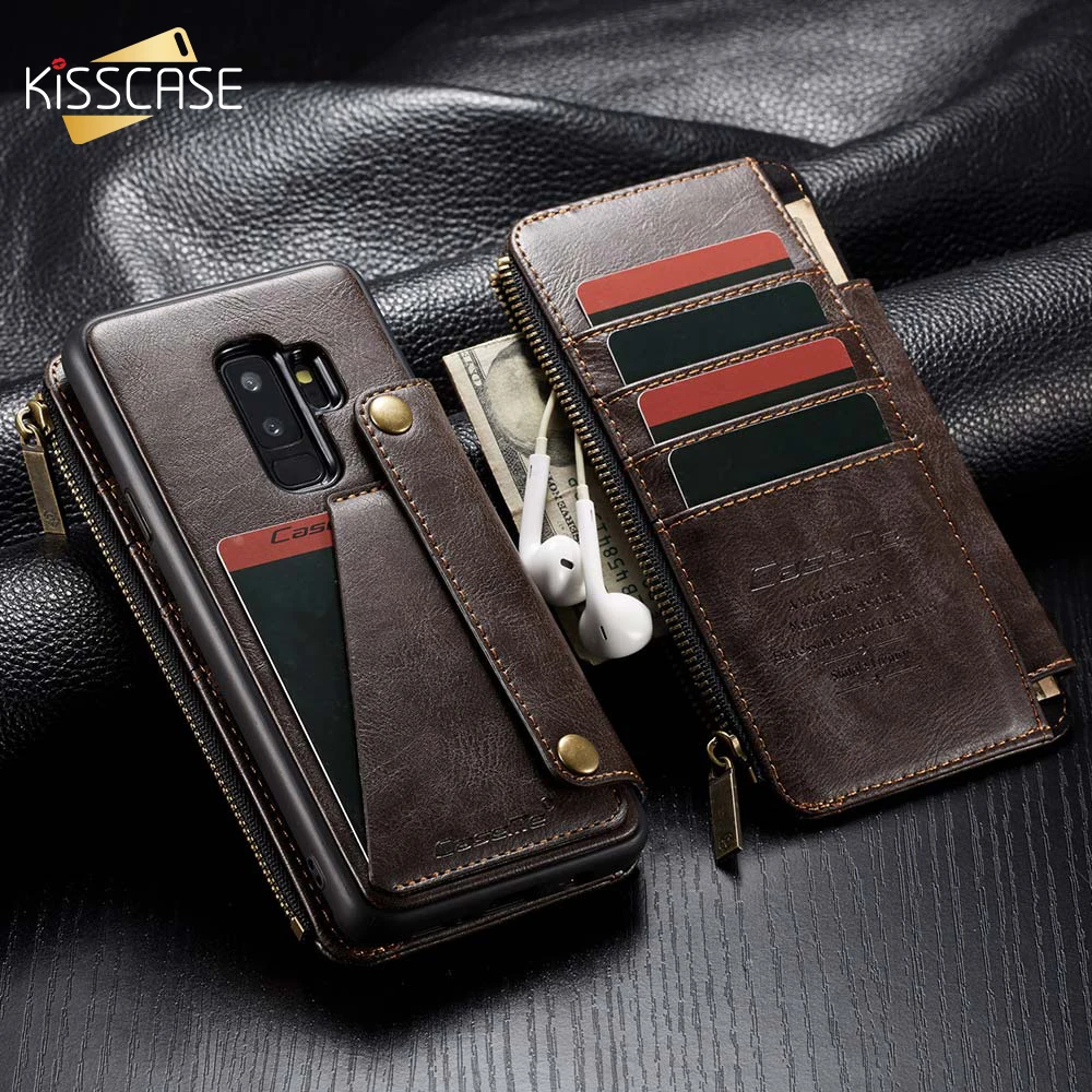 KISSCASE X Zipper Retro Leather Wallet Case Handbag For iPhone XR/XS Max/X 6/6S/7/8 Plus Card Slots Back Phone Bag Pouch Coque