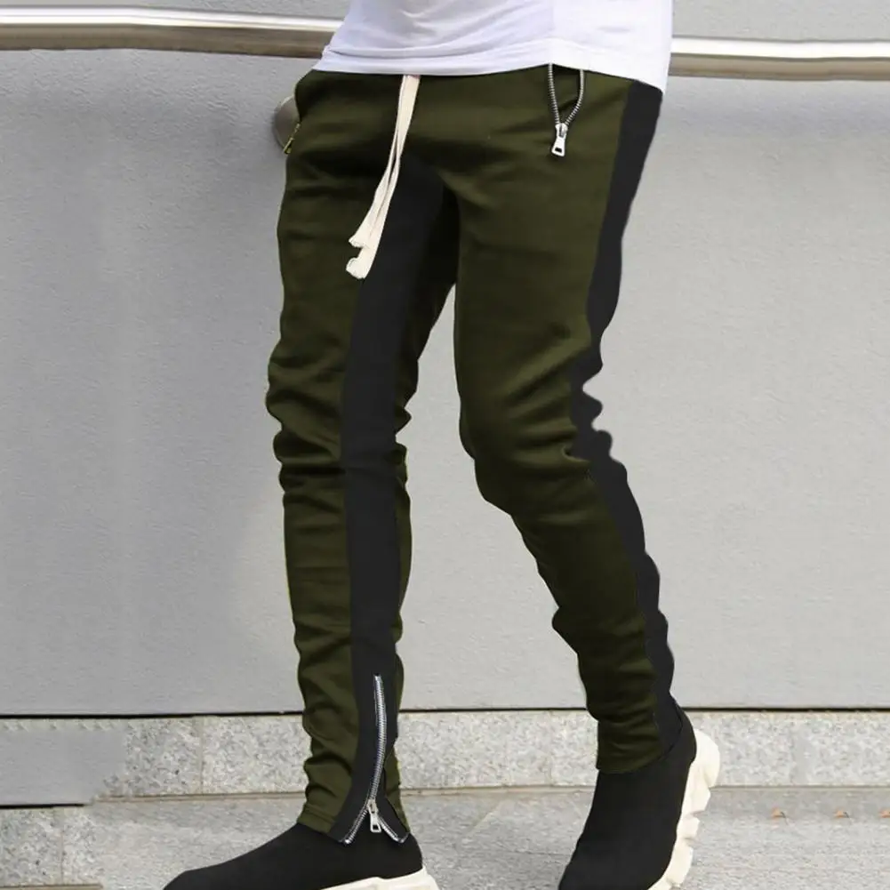 Men Pants Trousers Side Stripe Zippered Casual Men Fitness Sweatpants Sportswear Boys Joggers Harem Pants штаны мужские sport jogging trousers