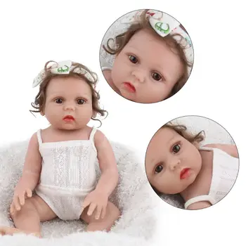 

19in Realistic Reborn Doll Soft Full Silicone Vinyl Newborn Babies Curls Girl Princess Lifelike Handmade Toy Children Gifts Y4QA