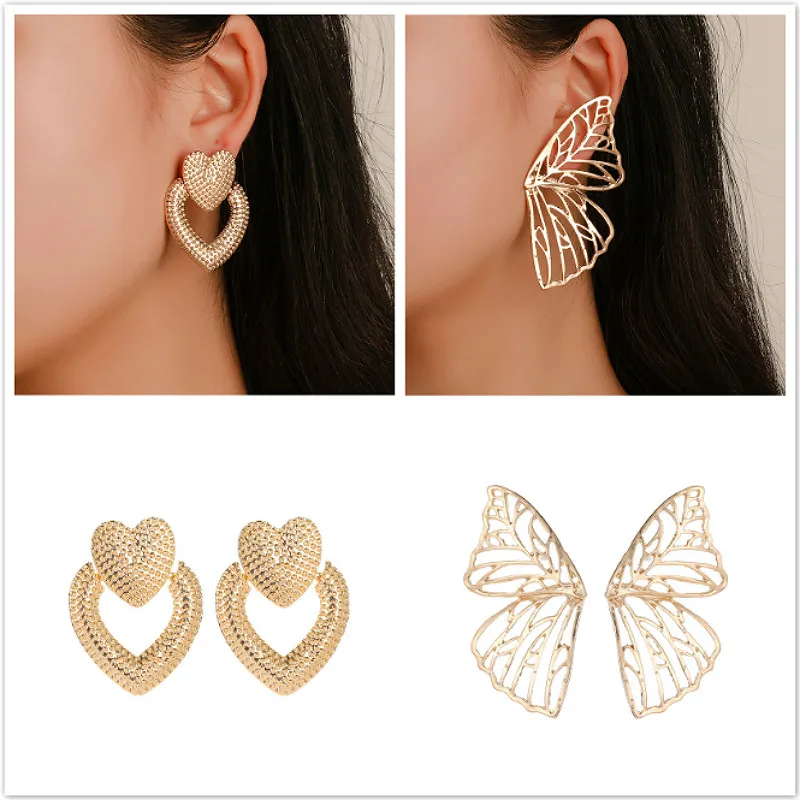 

1 Pair Sell Fashion Geometry Clip Earrings for Women Geometric Statement Earring Metal Earing Hanging Fashion Jewelry Trend