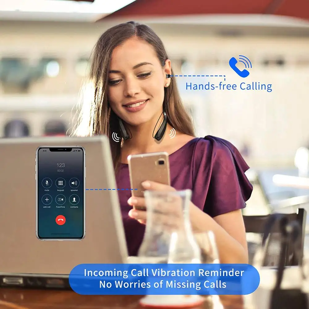Amorno наушники с шейным ремешком, беспроводные наушники Fone Bluetooth с микрофоном, наушники TWS, наушники с шумоподавлением, гарнитура